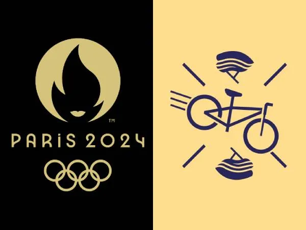 Gambar pictogram kompetisi balap sepeda gunung untuk Olimpiade Paris 2024. (Foto: Olympics)