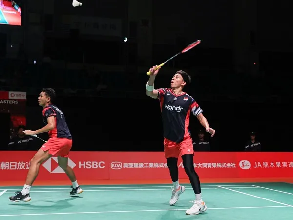 Fajar/Rian sumringah bisa melaju ke laga puncak Kumamoto Masters 2024.