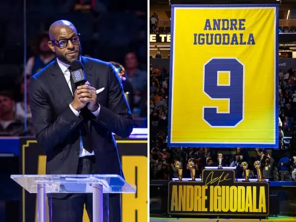 Andre Iguodala menjadi pemain ketujuh dari Warriors yang jersey-nya dipensiunkan. (Foto: AP)