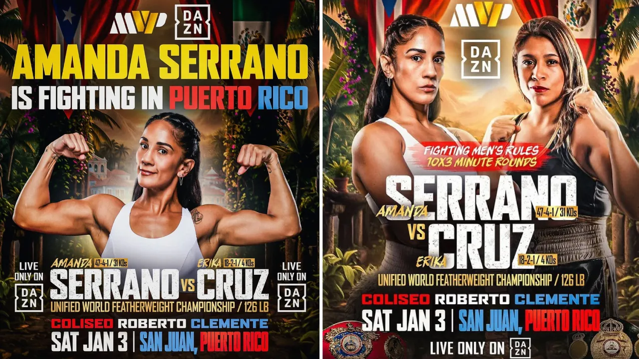 Amanda Serrano (kiri) dan Erika Cruz. (Foto: Fight TV)