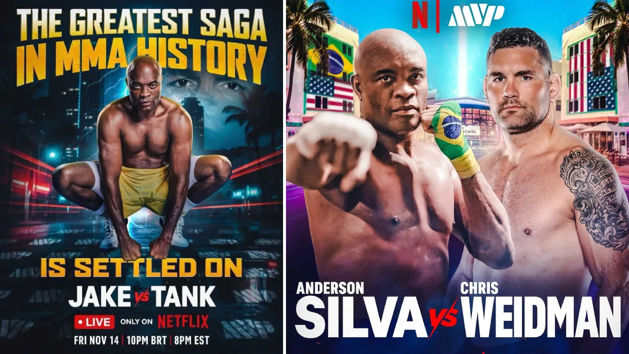 Anderson Silva dan Chris Weidman akan bertarung pada 14 November di Kaseya Center, Miami, sebagai bagian dari acara Jake Paul vs. Gervonta “Tank” Davis. (Foto: Fight TV)