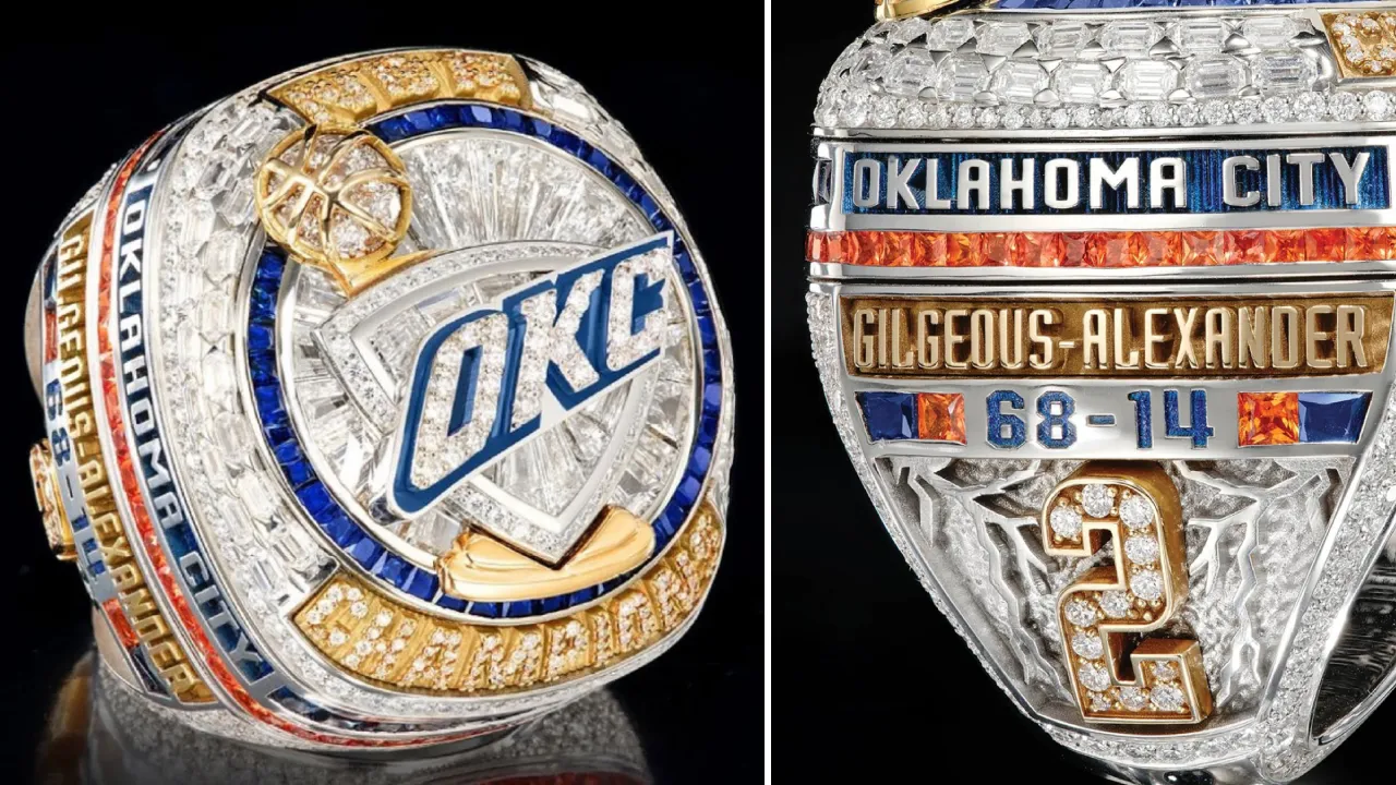Cincin-cincin yang diterima Oklahoma City Thunder dipuji sebagai salah satu desain paling rumit dan simbolis dalam sejarah liga. (Foto: Jostens)