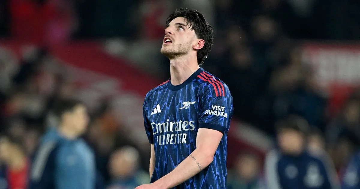 Reaksi Kasar Declan Rice Usai Arsenal Seri Lawan Forest - sumber: (footballlondon)