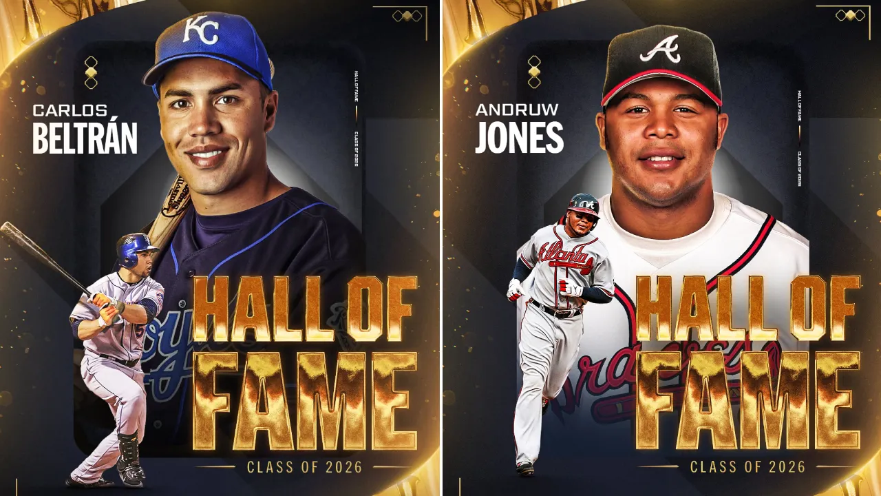 Carlos Beltran (kiri) meraih 84,2 persen suara dan Andruw Jones 78,4 persen suara untuk terpilih sebagai anggota Baseball Hall of Fame kelas 2026. (Foto: Thread)