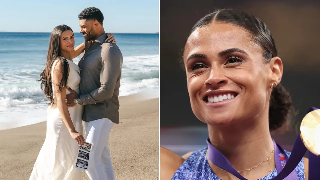 Sydney McLaughlin-Levrone menyampaikan pengumuman tersebut melalui unggahan Instagram pada Kamis (22/1), dengan foto bersama sang suami, Andre Levrone Jr. (Foto: Instagram/AP)