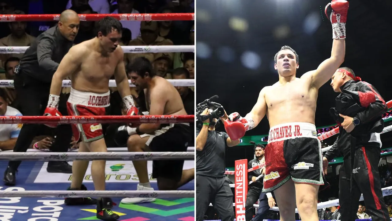 Julio Cesar Chavez Jr menghentikan perlawanan petinju Argentina Angel Julian Sacco pada ronde keempat. (Foto: Fight TV)