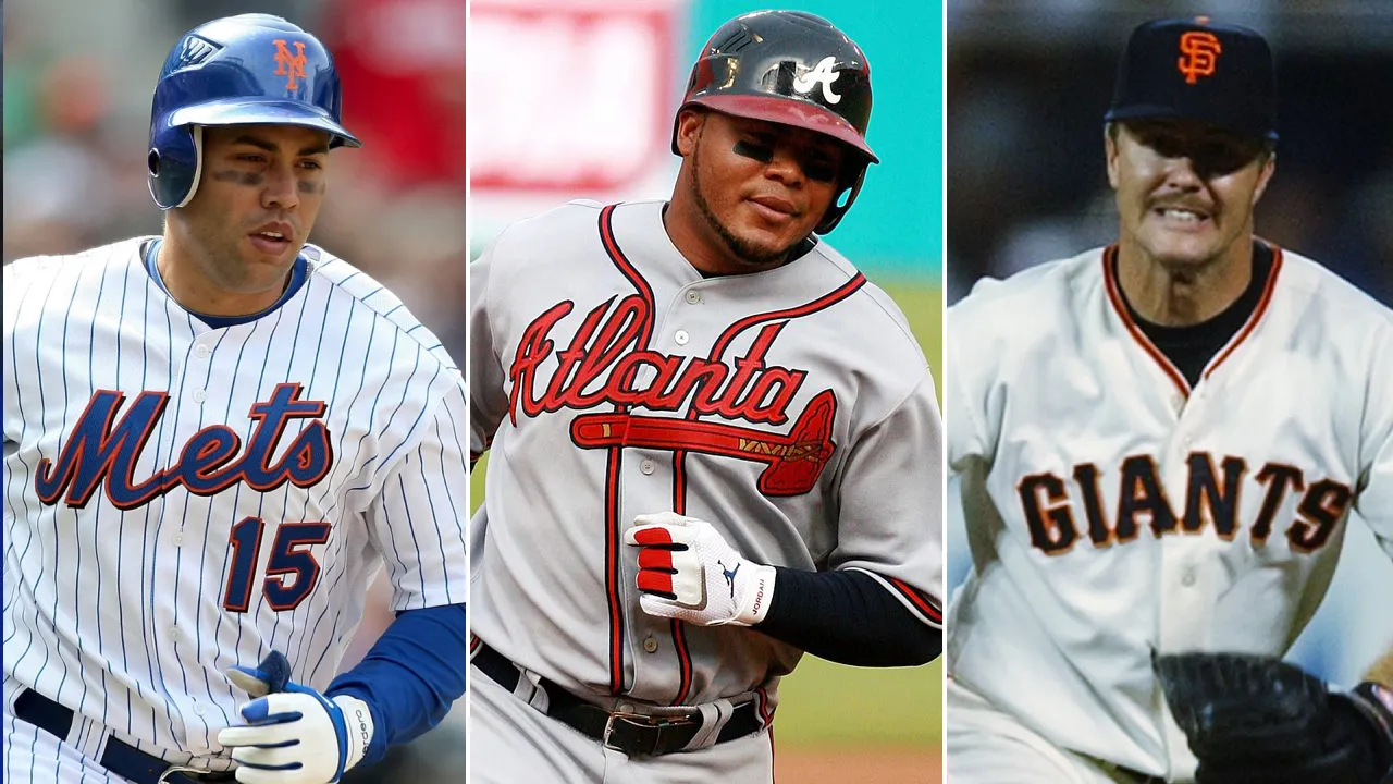Anggota National Baseball Hall of Fame kelas 2026: Carlos Beltran, Andruw Jones, dan Jeff Kent. (Foto: AP)