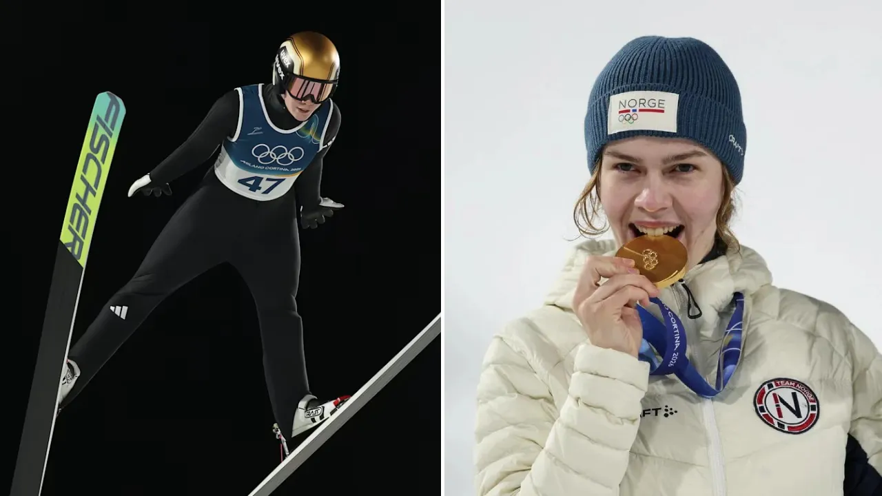 Anna Odine Strom mengungguli favorit juara asal Slovenia, Nika Prevc, dalam persaingan ketat hingga lompatan terakhir. (Foto: AP)