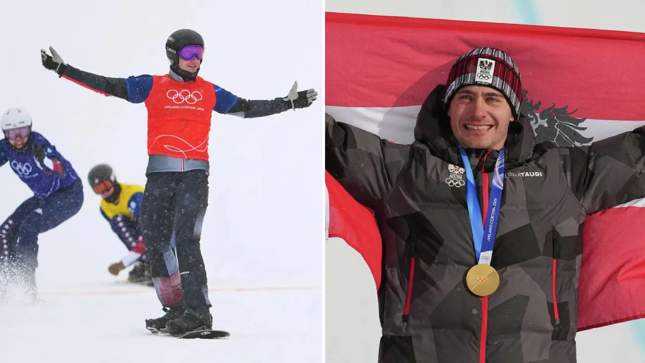 Alessandro Haemmerle mengalahkan rival lamanya dari Kanada, Eliot Grondin, melalui finis foto dengan selisih hanya 0,03 detik. (Foto: AP)