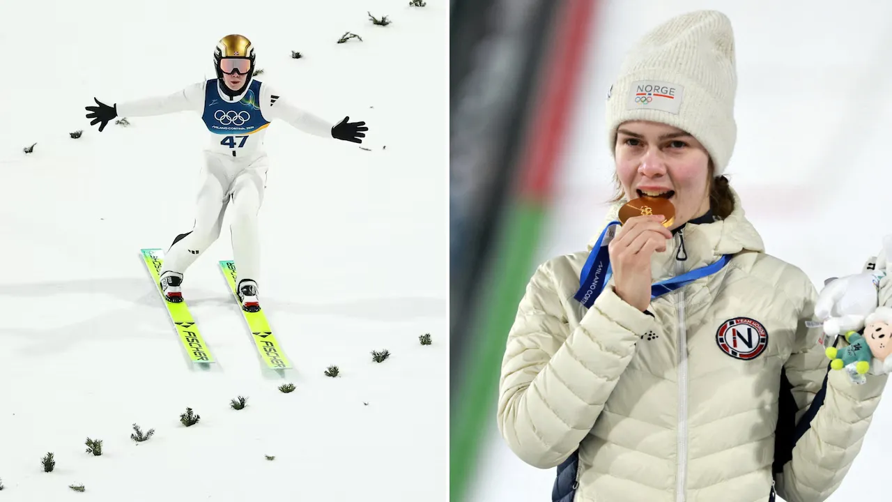 Anna Odine Strom mengumpulkan total 284,8 poin setelah mencatat nilai tertinggi kompetisi pada lompatan final dengan 148,1 poin. (Foto: AP)