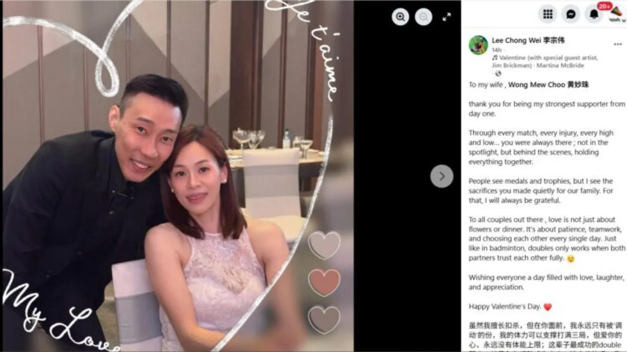 Pesan Cinta Hari Valentine Lee Chong Wei Untuk Sang Istri