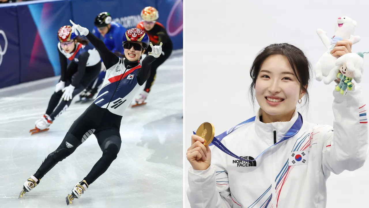 Kim Gil-li memastikan kemenangan setelah menyalip rekan senegaranya, Choi Min-jeong, yang harus puas dengan medali perak. (Foto: AP)