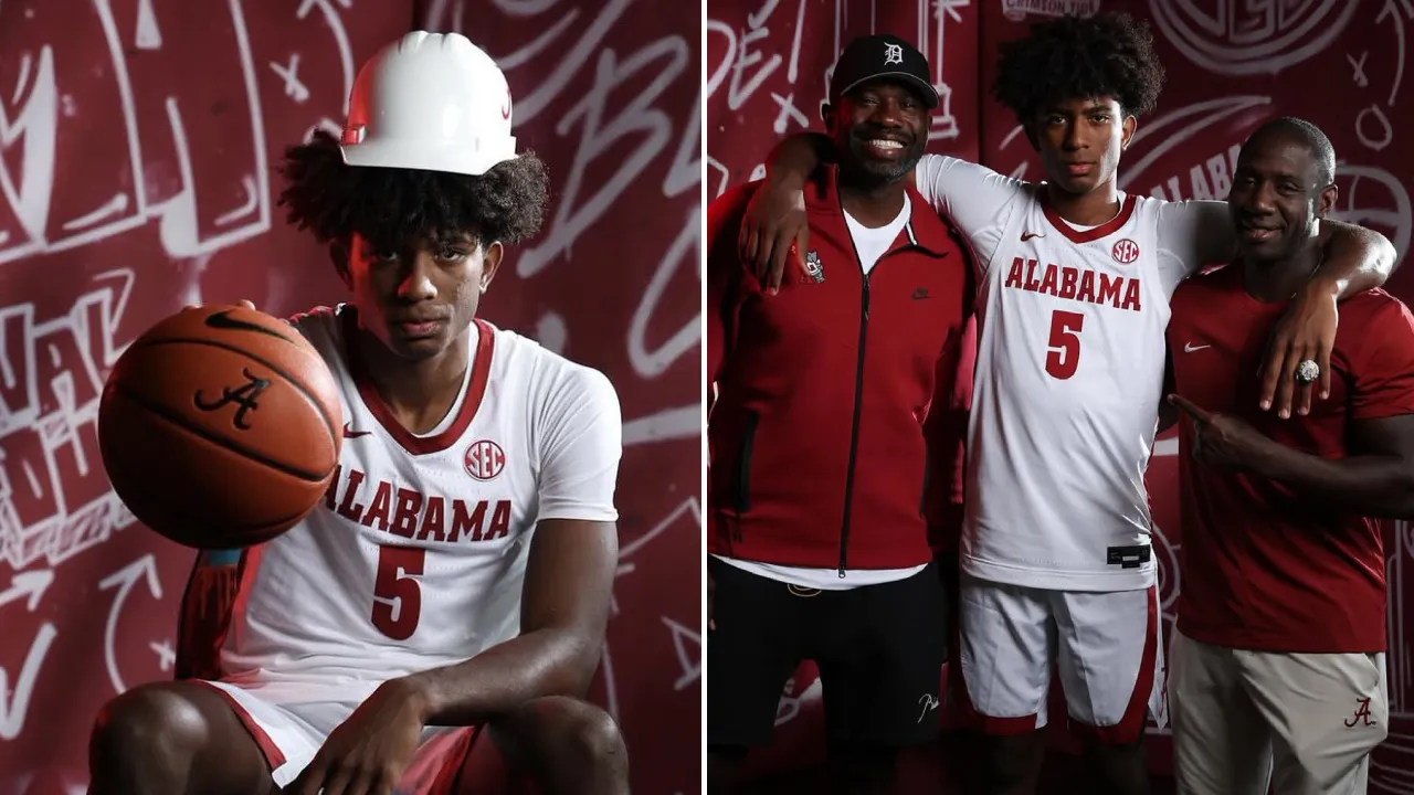 Jaxon Richardson berpose diapit sang ayah Jason dan asisten pelatih Alabama Preston Murphy saat memastikan komitmennya. (Foto: Instagram)