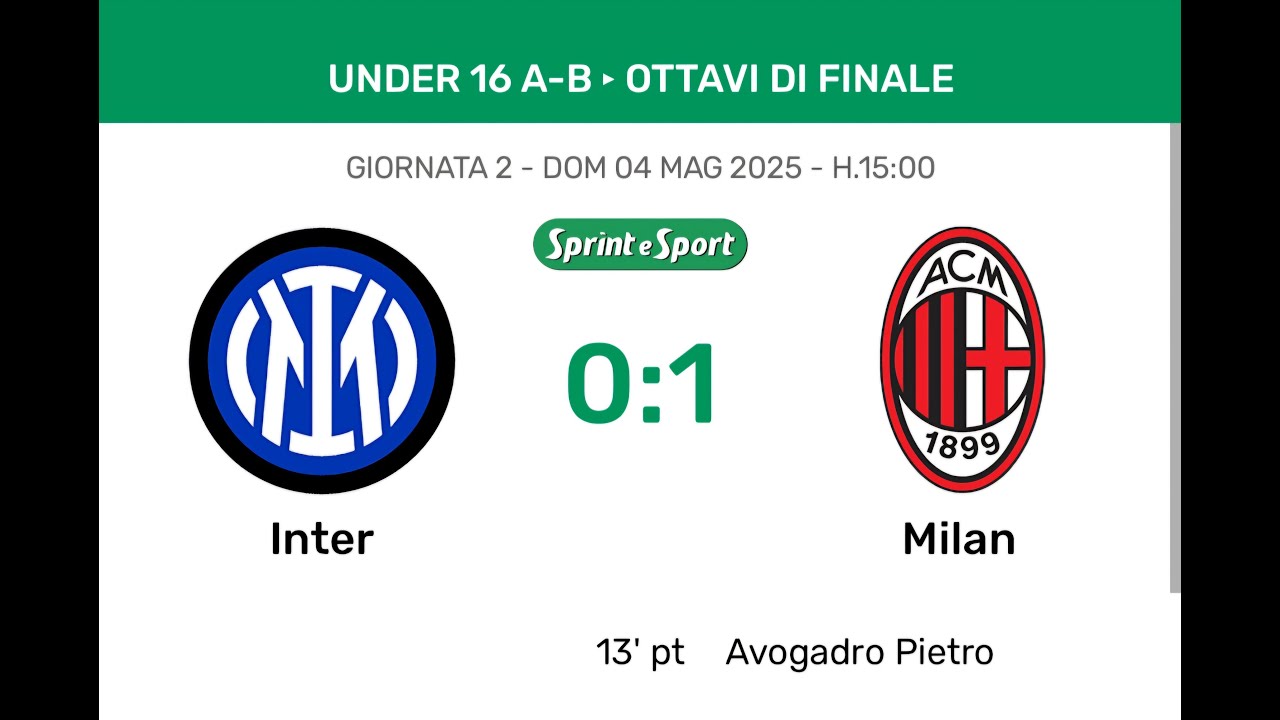 AC Milan Kalahkan Inter Milan di Derby della Madonnina U16