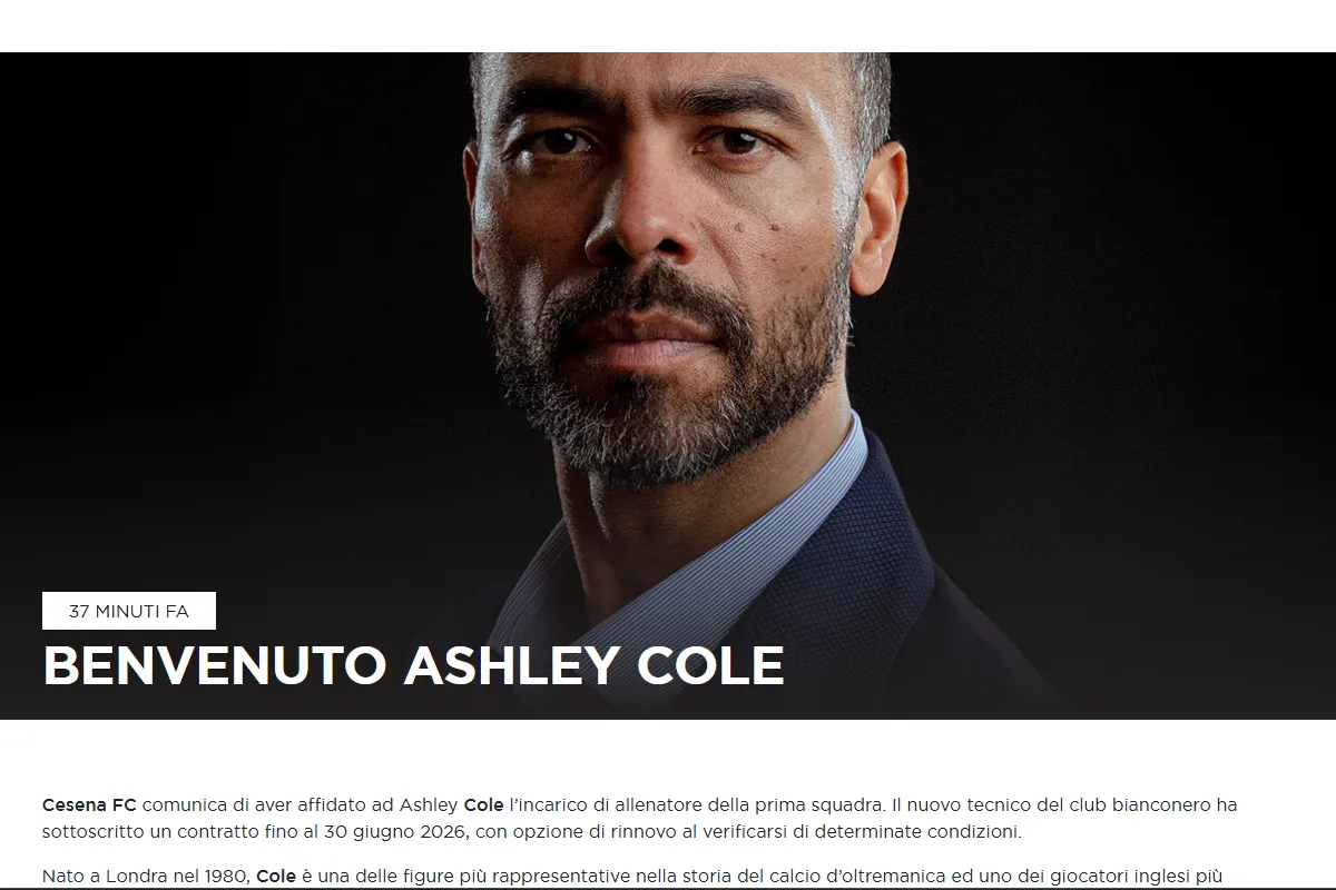 Ashley Cole Resmi Tangani Cesena sebagai Pelatih Baru - sumber: (footballitalia)