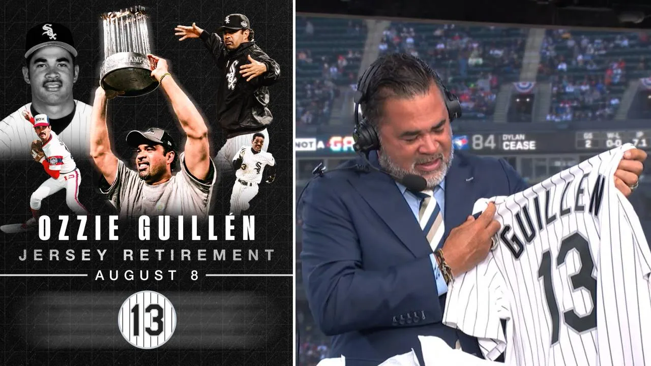 Ozzie Guillen mengaku terkejut sekaligus terharu saat pengumuman disampaikan secara langsung di hadapan publik pada laga pembuka kandang White Sox. (Foto: AP)