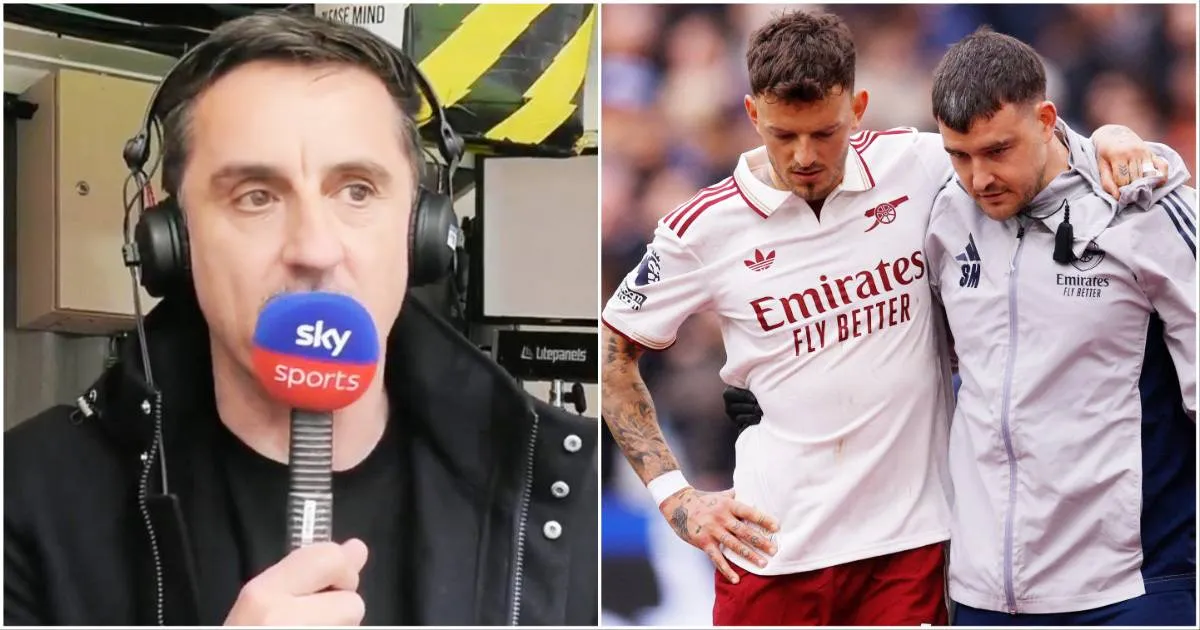 Kritik Tajam Gary Neville Terhadap Ben White dalam Laga West Ham vs Arsenal - sumber: (givemesport)
