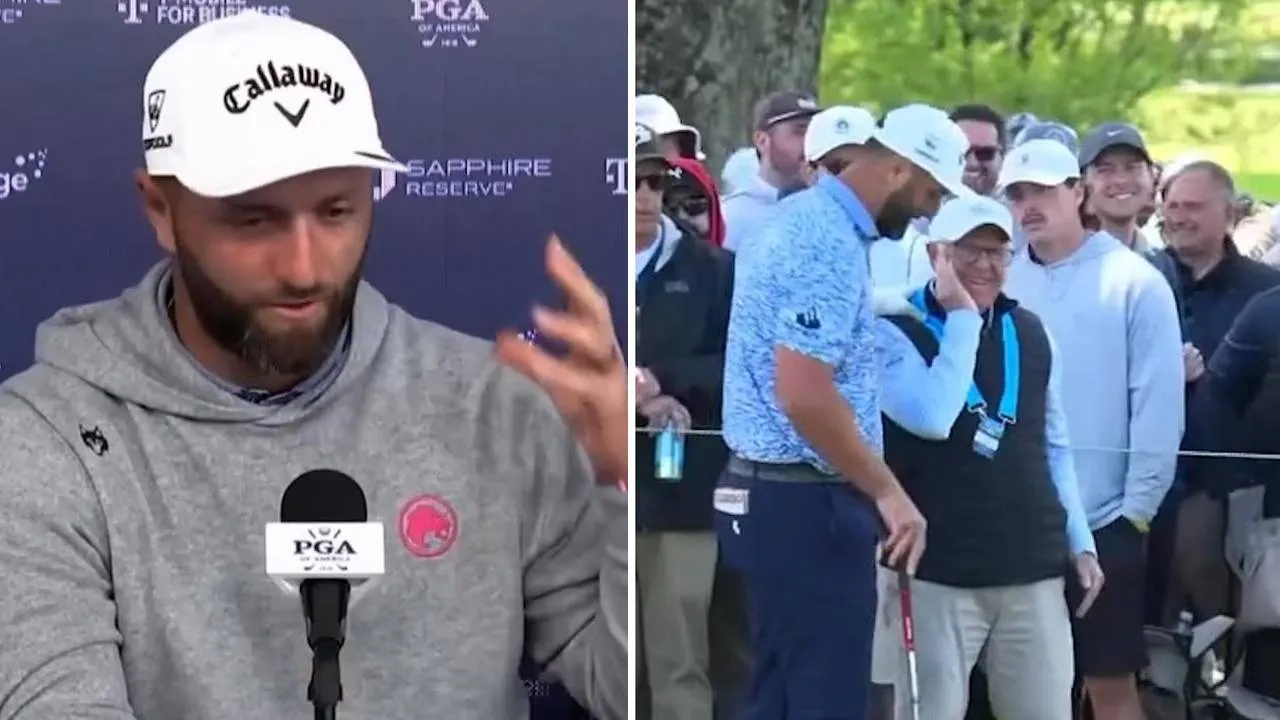 Jon Rahm langsung menghampiri relawan tersebut untuk meminta maaf setelah insiden terjadi. (Foto: Golf Digest)