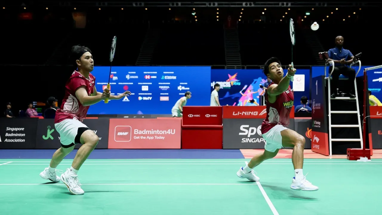 Sabar/Reza bahagia bisa menang mudah di ronde pertama Singapore Open 2026.