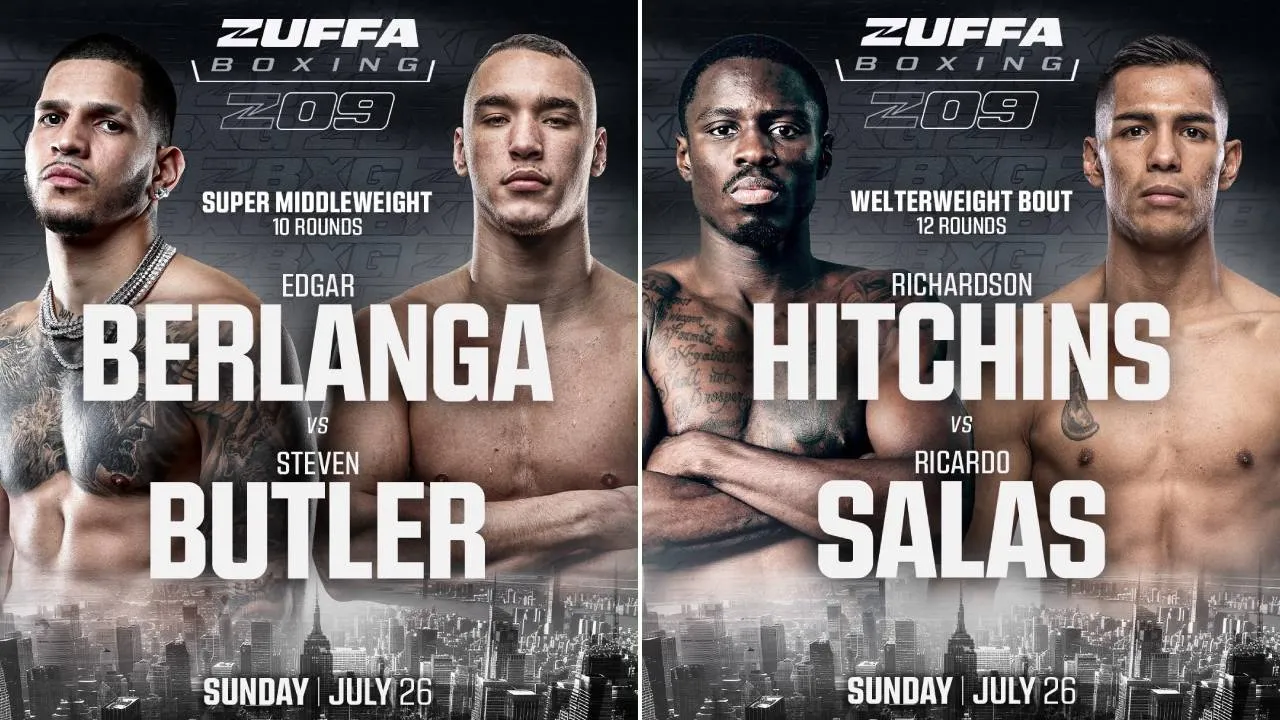 Dalam ajang Zuffa Boxing 09, Edgar Berlanga akan menghadapi Steven Butler, sementara Richardson Hitchins bertarung melawan Ricardo Salas. (Foto: Fight TV)