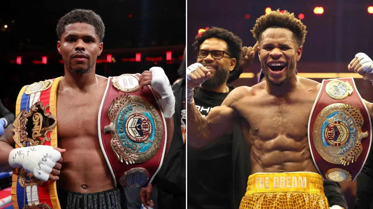 Shakur Stevenson (kiri) dan Devin Haney. (Foto: Fight TV)