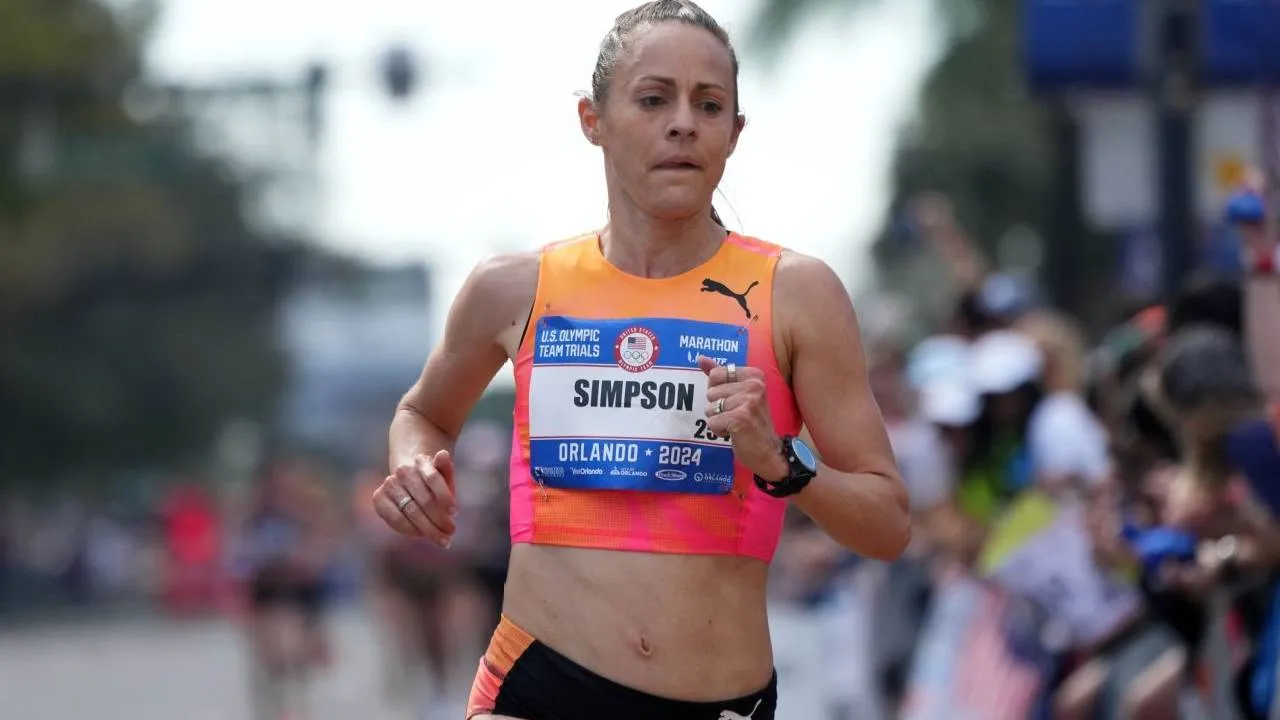 Jenny Simpson kolaps akibat insiden medis saat menghadiri sebuah acara lari komunitas di Raleigh, North Carolina. (Foto: AP)