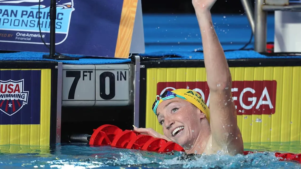 Lani Pallister mencatat waktu 3 menit 58,42 detik untuk finis di posisi pertama. (Foto: AP)