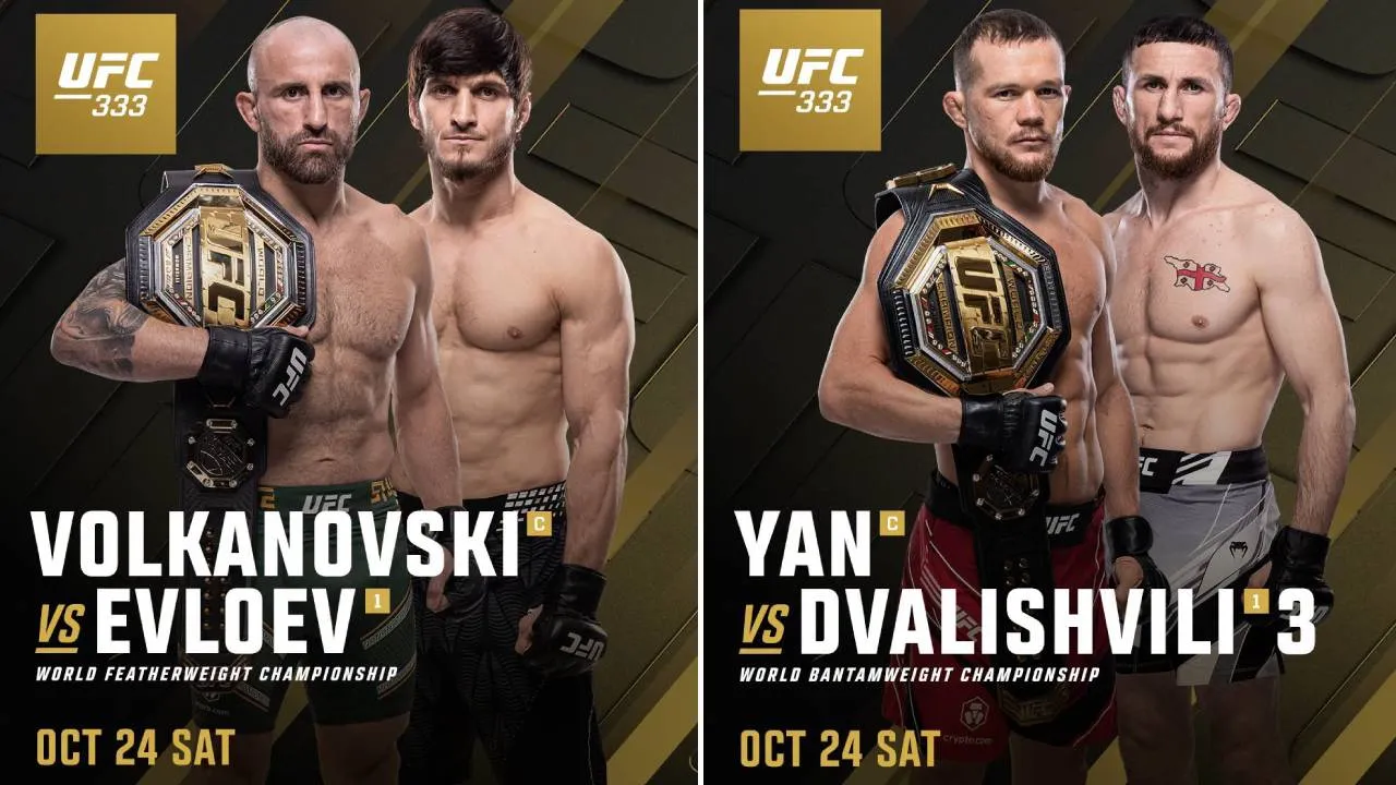 Alexander Volkanovski akan menghadapi Movsar Evloev, sementara Petr Yan akan kembali bertemu Merab Dvalishvili. (Foto: Fight TV)
