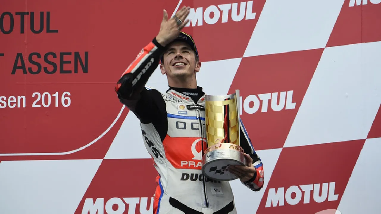 Scott Redding ketika meraih podium ketiga di MotoGP Belanda 2016