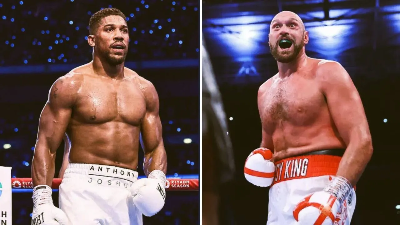 Anthony Joshua (kiri) dan Tyson Fury. (Foto: Fight TV)