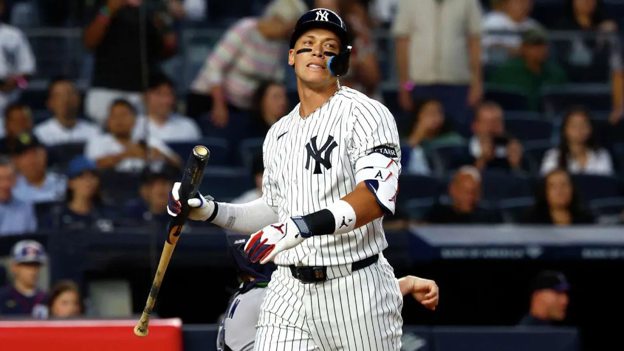 Aaron Judge tampil dalam tiga kesempatan memukul sebelum ditarik setelah enam inning sebagai bagian dari proses pemulihan. (Foto: AP)
