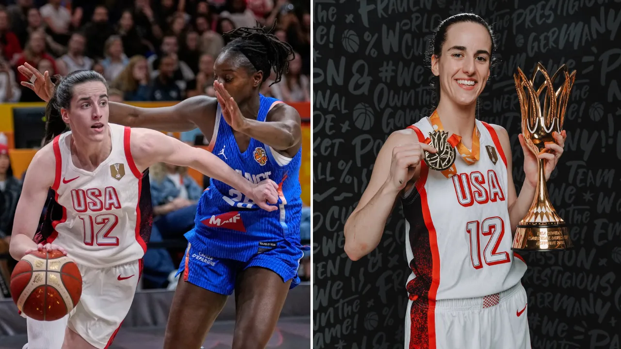 Caitlin Clark tampil menentukan ketika AS membutuhkan momentum untuk berbalik unggul dan meraih gelar kelima berturut-turut. (Foto: AP)