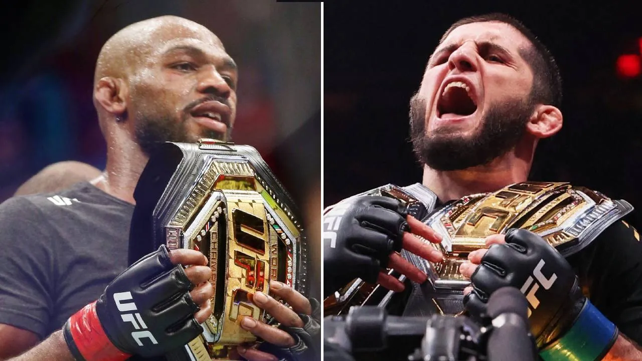 Islam Makhachev (kanan) dan Jon Jones. (Foto: Fight TV)
