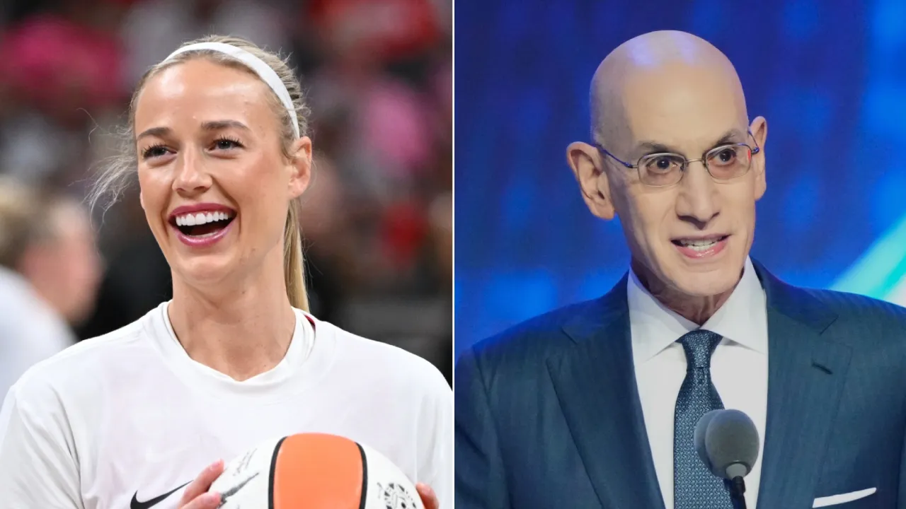 Sophie Cunningham (kiri) dan Komisaris NBA Adam Silver. (Foto: AP)