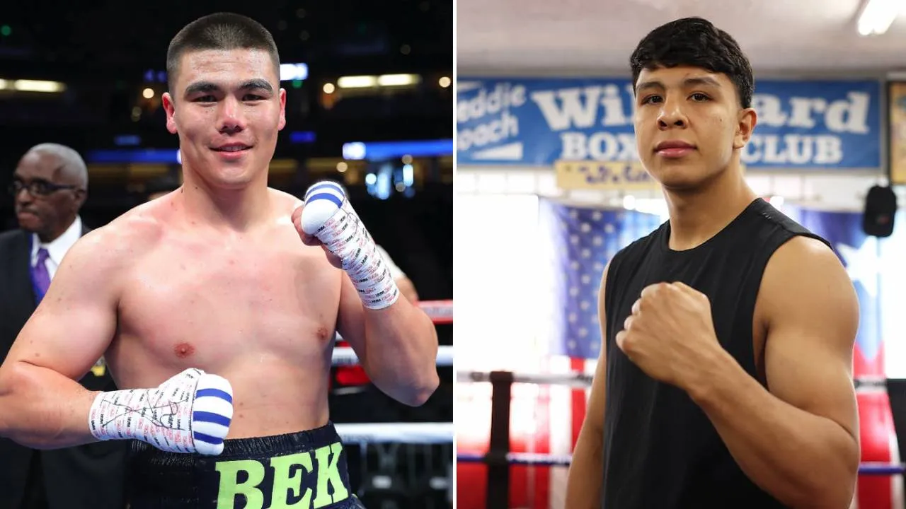 Bektemir Melikuziev (kiri) dan Jaime Munguia. (Foto: Fight TV)