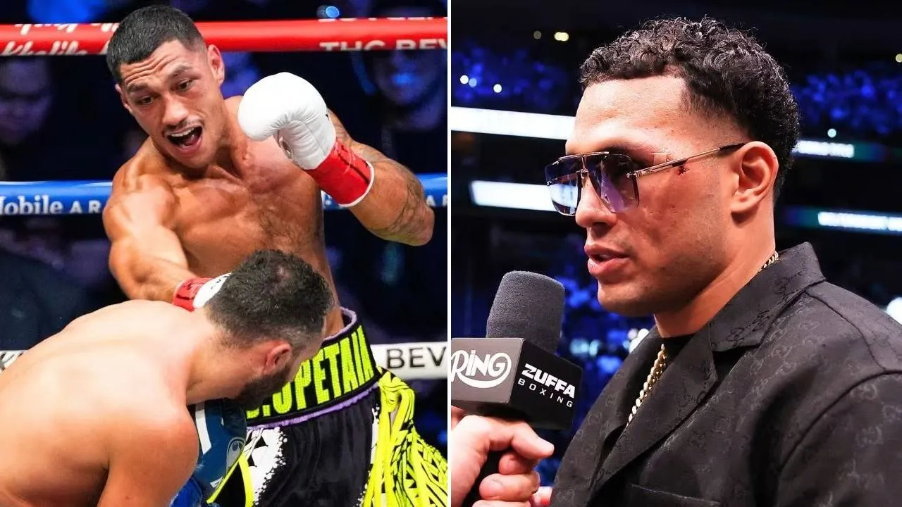 David Benavidez (kanan) melihat sejumlah kelemahan yang menurutnya dapat dimanfaatkan ketika mereka bertemu. (Foto: Fight TV)