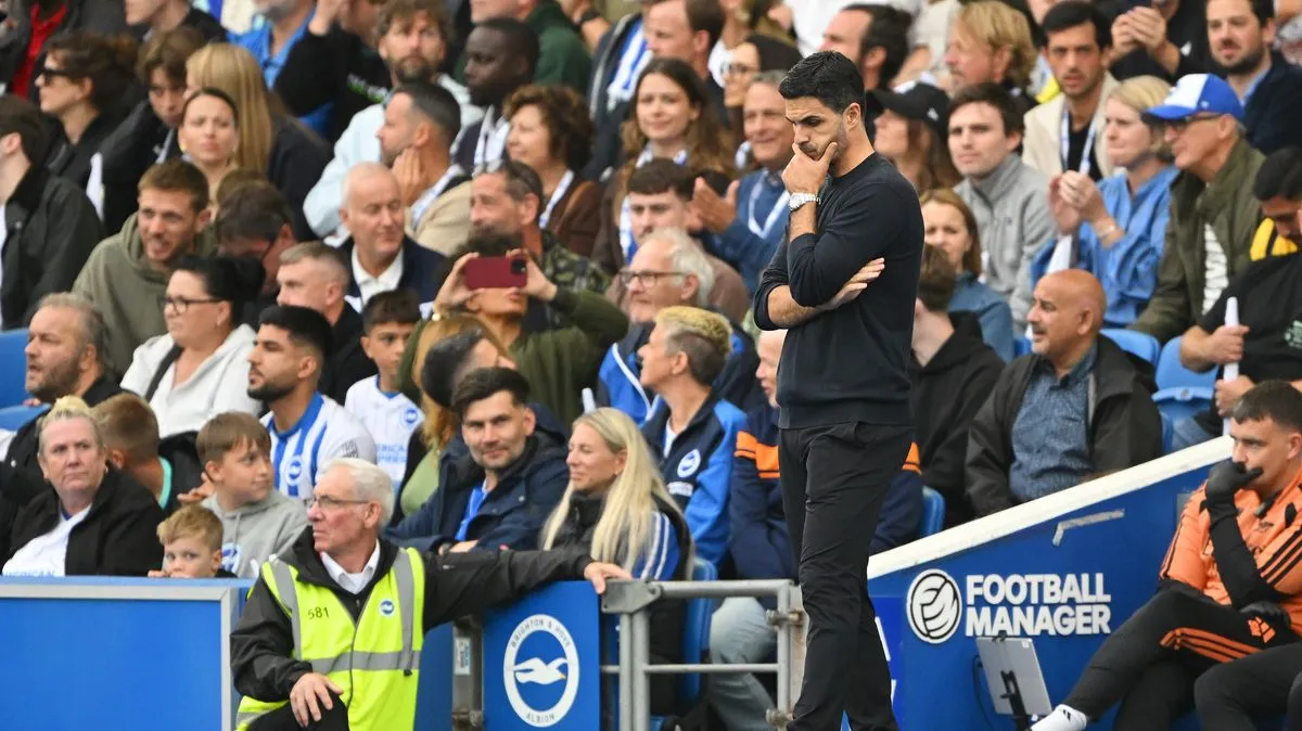 Reaksi Mikel Arteta di Pinggir Lapangan Saat Arsenal Tertunduk di Hadapan Brighton - sumber: (footballlondon)