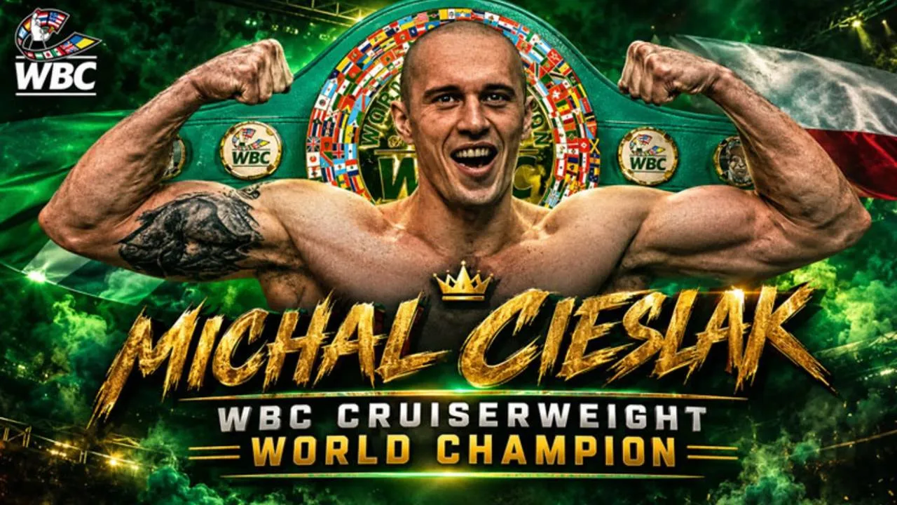 Michal Cieslak merebut gelar interim WBC setelah menghentikan mantan juara kelas berat ringan Jean Pascal pada ronde keempat, Juni 2025. (Foto: Fight TV)
