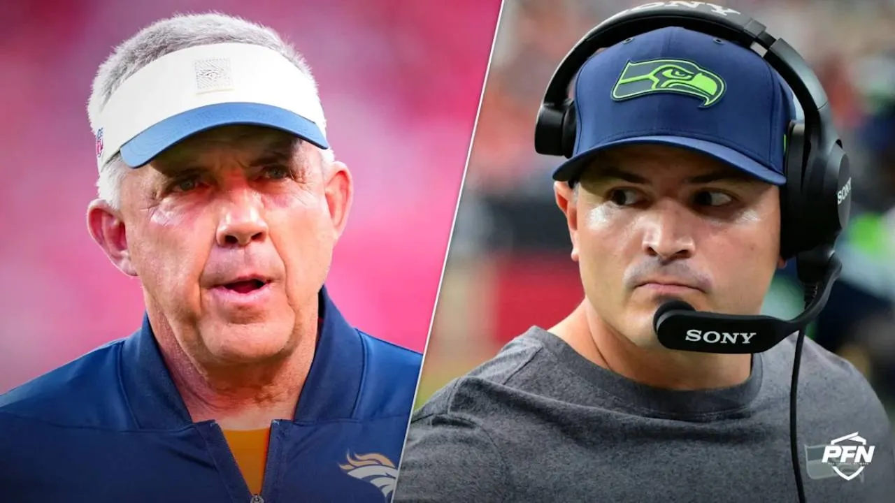 Pelatih Seattle Seahawks Mike Macdonald (kanan) dan pelatih Denver Broncos Sean Payton. (Foto: AP)