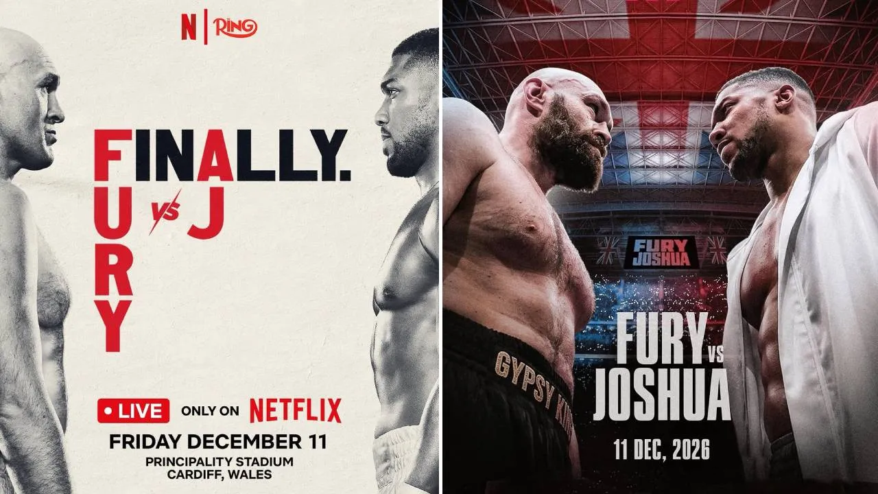 Tyson Fury dan Anthony Joshua Fury telah resmi dijadwalkan bertarung pada 11 Desember di Principality Stadium, Cardiff, Wales, yang akan disiarkan melalui Netflix. (Foto: Fight TV)