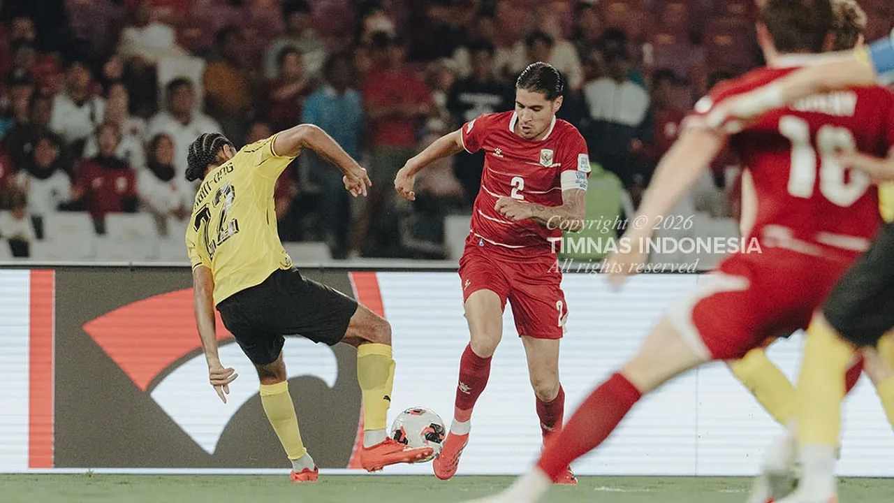 Kapten timnas Indonesia, Kevin Diks di laga kontra Malaysia