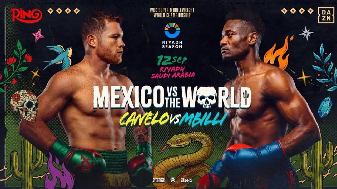 Duel Canelo Alvarez (kiri) dan Christian Mbilli akan menjadi laga utama kartu The Ring dan disiarkan melalui DAZN PPV serta tersedia bagi pelanggan DAZN Ultimate.. (Foto: Instagram)