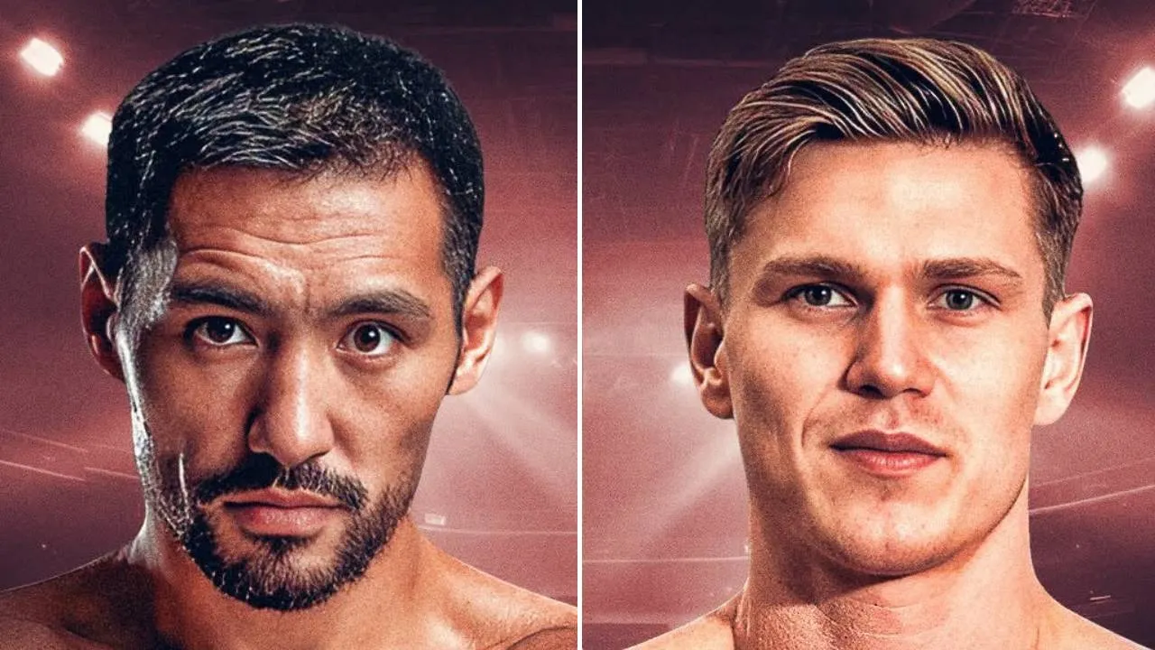 Janibek Alimkhanuly (kiri) dan Jacob Bank. (Foto: Fight TV)