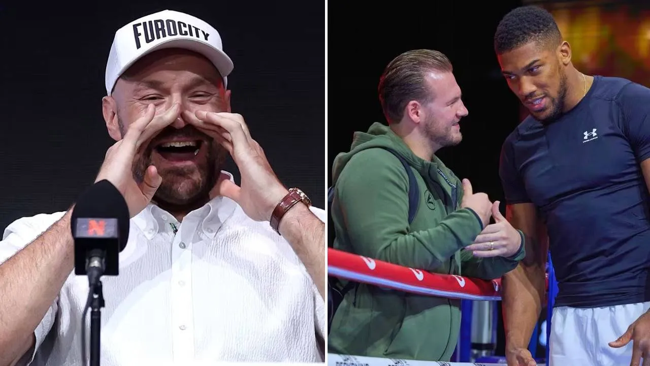 Anthony Joshua dan Ben Davison (kanan) dan Tyson Fury. (Foto: Fight TV)