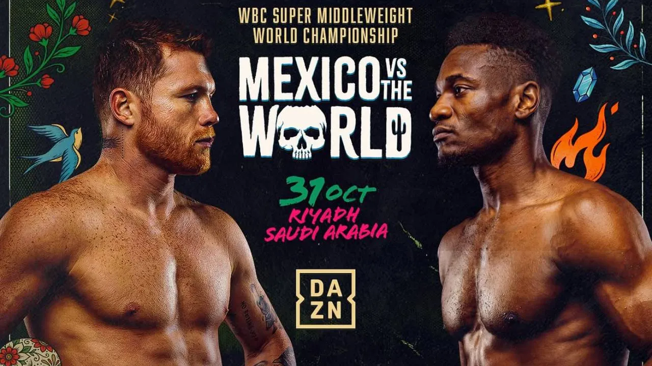 Canelo Alvarez (kiri) dan Christian Mbilli. (Foto: Fight TV)