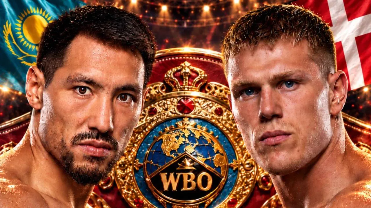 Janibek Alimkhanuly (kiri) dan Jacob Bank. (Foto: Fight TV)