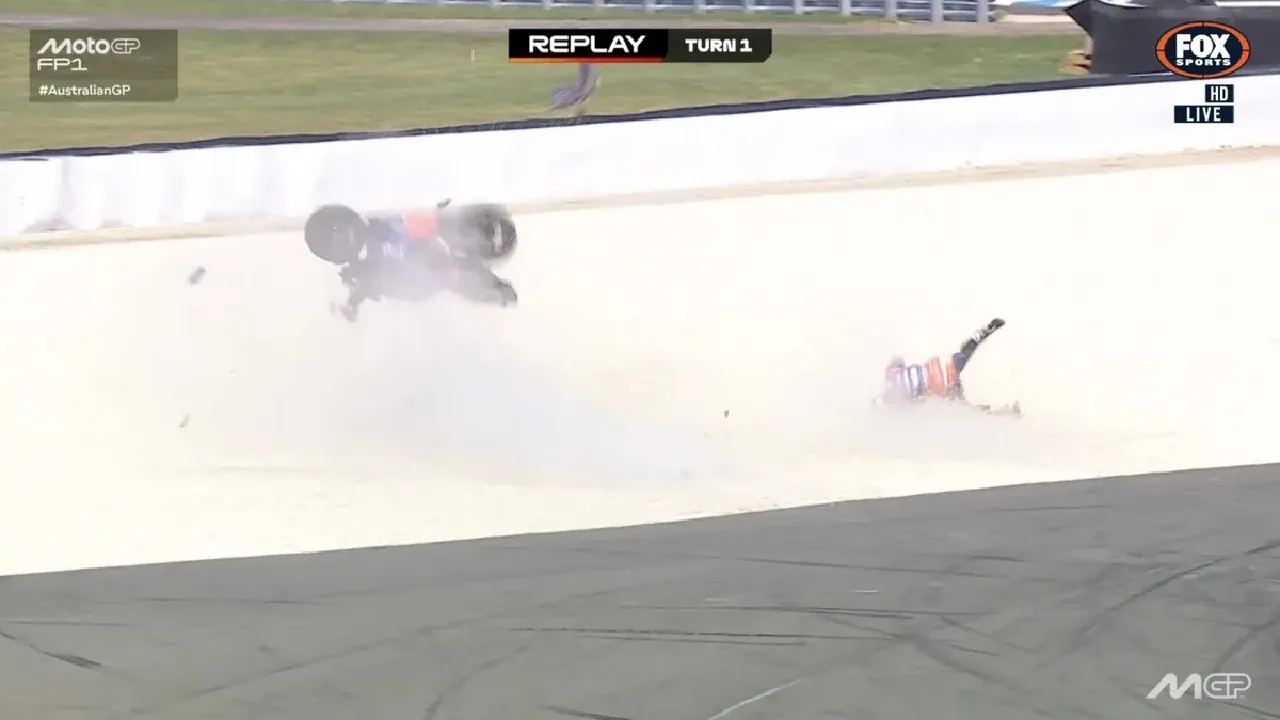 Jack Miller alami crash di FP1 MotoGP Australia