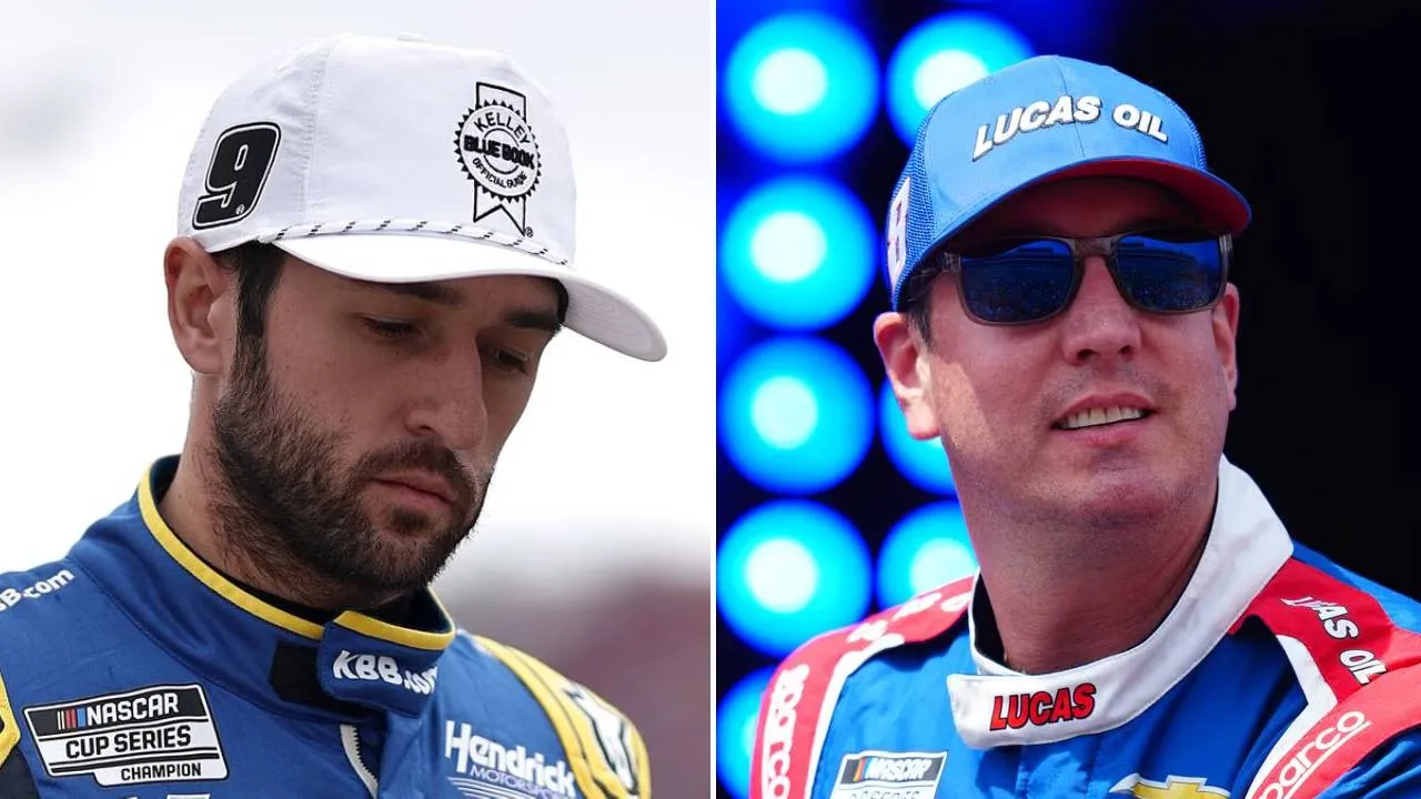 Chase Elliott (kiri) dan Kyle Busch. (Foto: AP)