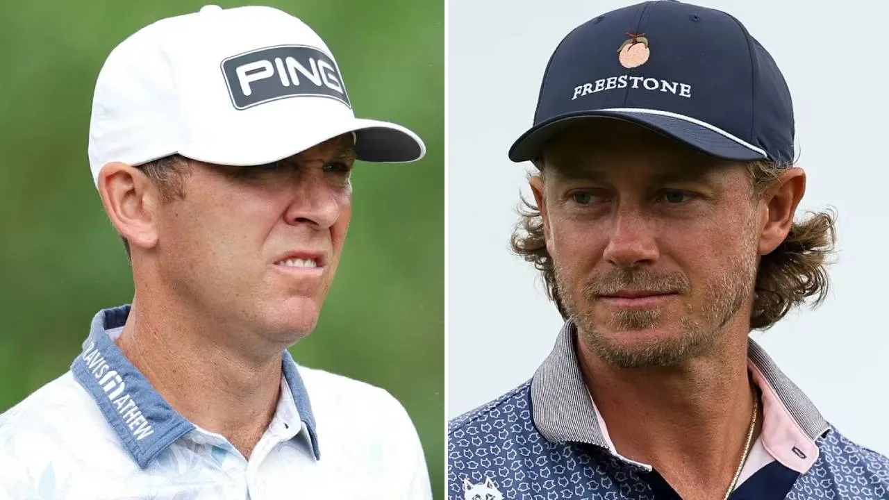 Séamus Power (kiri) dan Austin Smotherman yang berbagi posisi teratas klasemen dijadwalkan kembali pada Senin (26/10) untuk menjalani playoff demi menentukan juara di Butterfield Bermuda Championship. (Foto: Golf Digest)