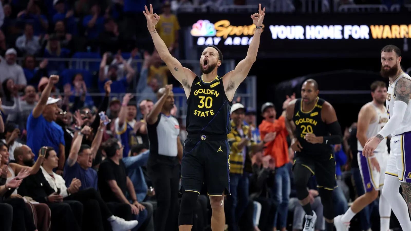 Stephen Curry Tumbangkan Doncic, Warriors Tundukkan Lakers - sumber: (mainbasket)